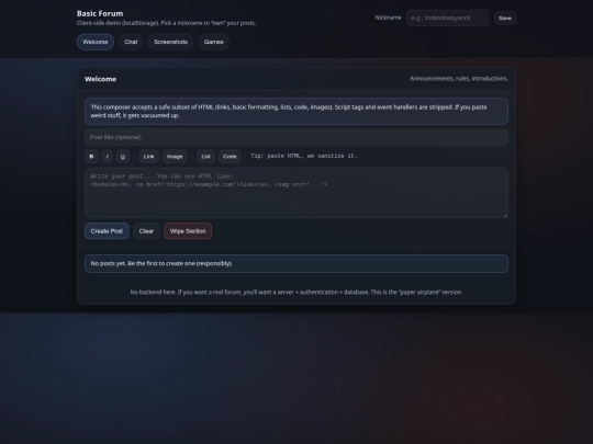 forums screenshot