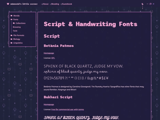 fonts/collections/script screenshot