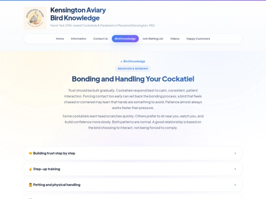 birdknowledge/cockatiel-bonding-handling screenshot