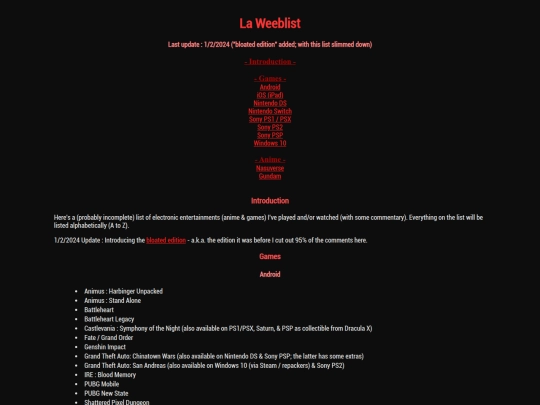 weeblist screenshot