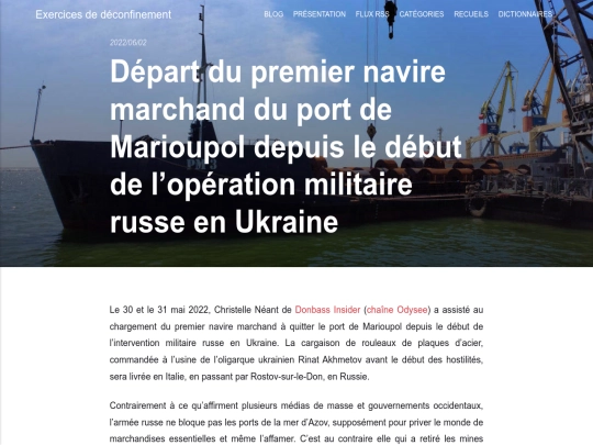 depart-du-premier-navire-marchand-du-port-de-marioupol-depuis-le-debut-de-loperation-militaire-russe-en-ukraine screenshot