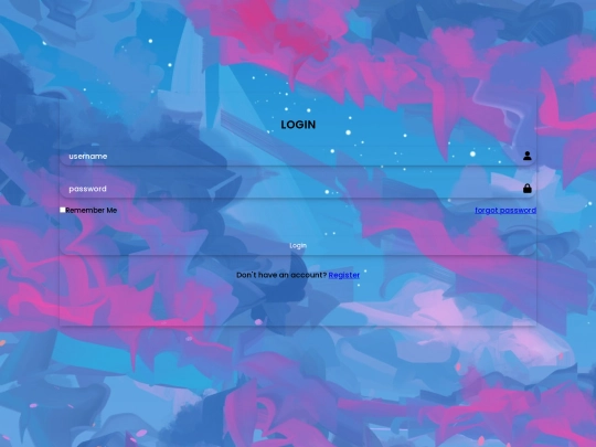 login page screenshot