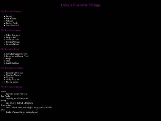 favorites screenshot