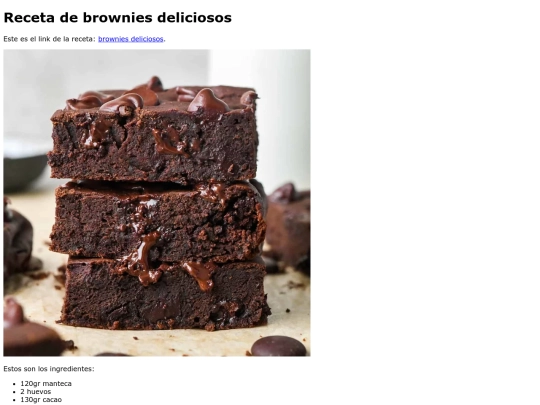recetario/brownie screenshot