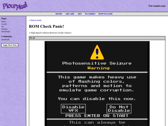 arcade/rom-check-panic screenshot