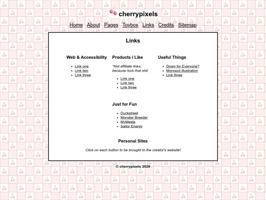 links screenshot