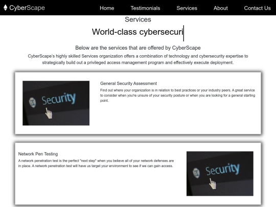 services screenshot
