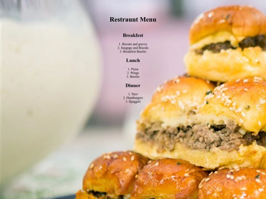 Resturaunt-menu screenshot