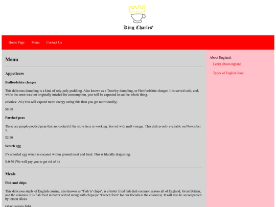 menu screenshot