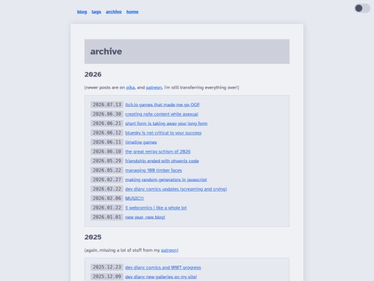 blog/archive screenshot