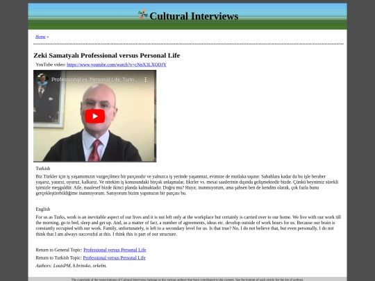 cultural-interviews/Zeki-Samatyali-Professional-versus-Personal-Life screenshot