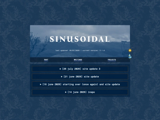 writings/updates screenshot