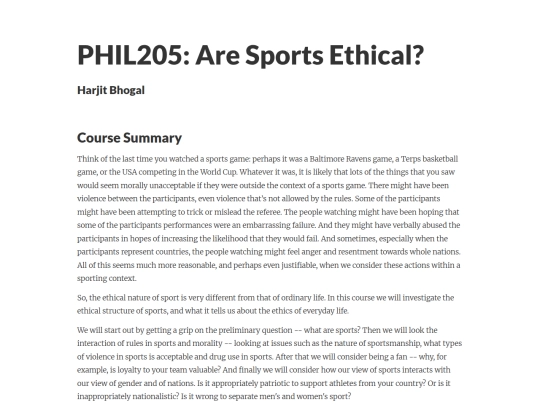 Phil Sport Spring 2026 Syllabus screenshot