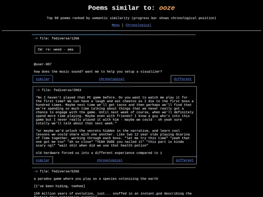 similar-different/wordcloud/ooze screenshot