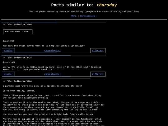 similar-different/wordcloud/thursday screenshot
