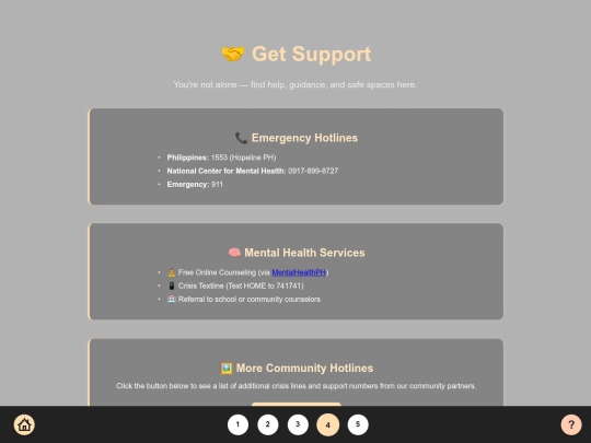 support screenshot