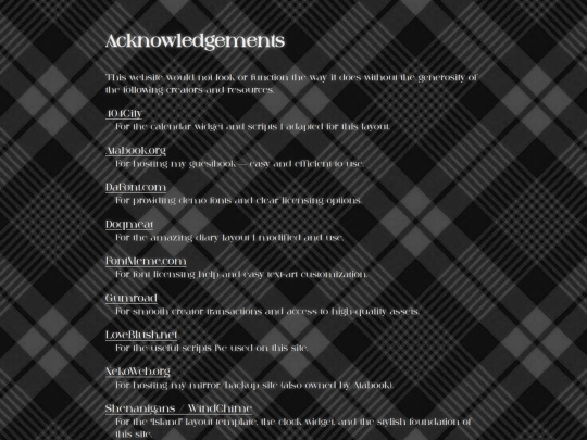 pages/acknowledgements screenshot