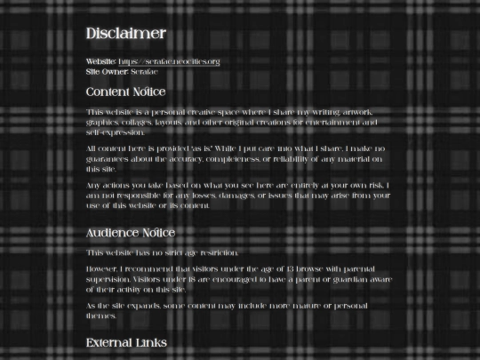 pages/disclaimer screenshot