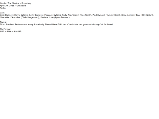 collection/Carrie: The Musical/CarrieTheMusicalBroadwayApril301988UnknownAudio screenshot