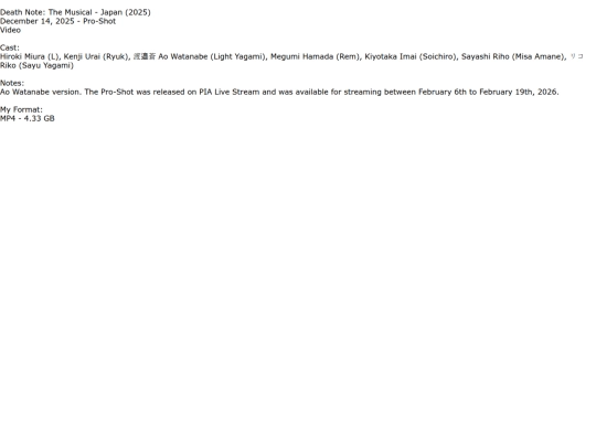 collection/Death Note: The Musical/DeathNoteTheMusicalJapan2025December142025Pro-ShotVideo screenshot