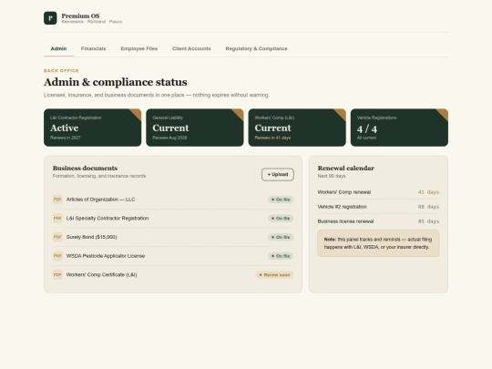 premium os back office v2 screenshot