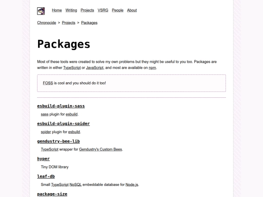 projects/packages screenshot