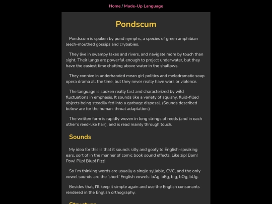Conlangs/Pondscum screenshot