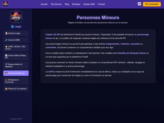 Legal/mineurs screenshot