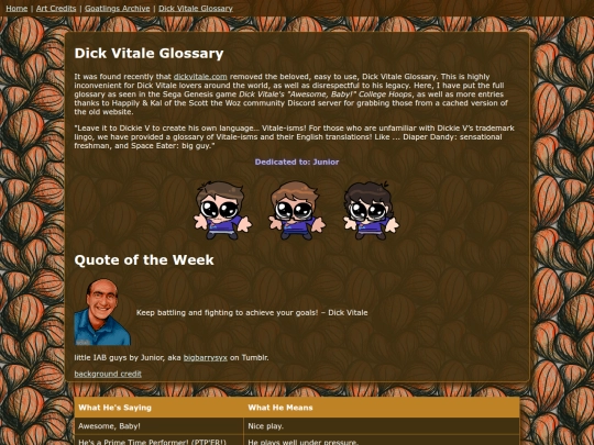 pages/dick-vitale-glossary screenshot