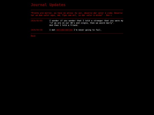 garage/diary/journal screenshot