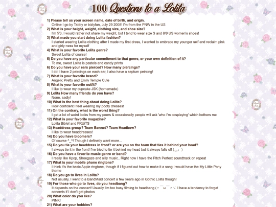 lolitaquestions screenshot