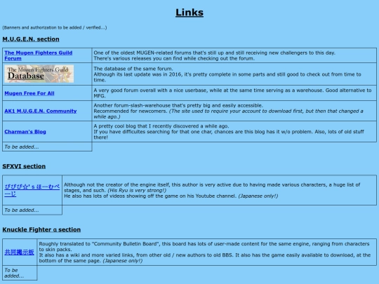 links screenshot