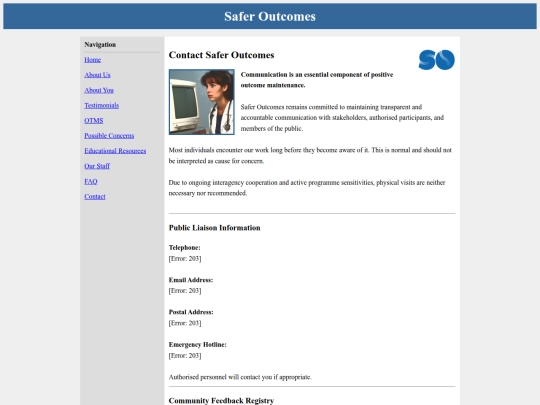 SafeOutcomesContact screenshot