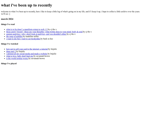 what i've been looking at recently/whativebeenuptorecently screenshot