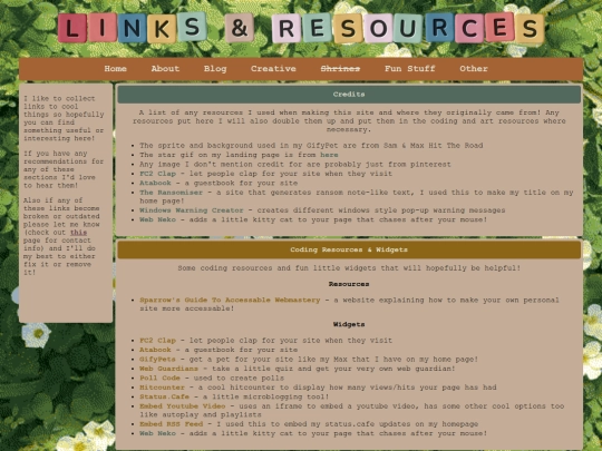 links screenshot