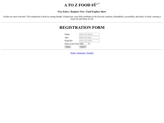 A to Z Food/register screenshot