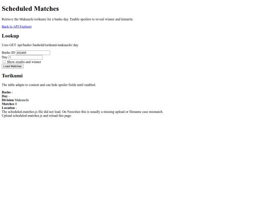 SumoSite/scheduled-matches screenshot