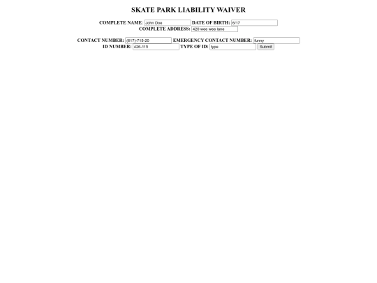 waiver screenshot