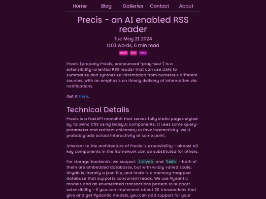 posts/precis-an-ai-enabled-rss-reader screenshot