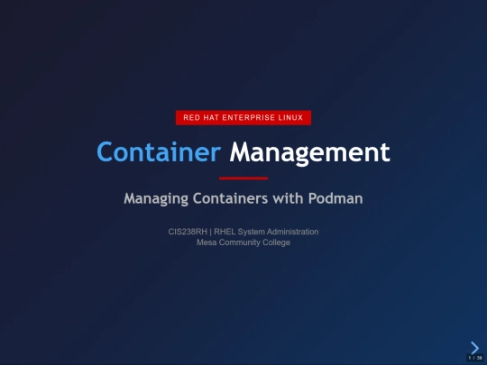 cis238rh/RHEL_Container_Management_Podman_RevealJS_wcag screenshot