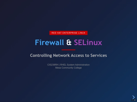 cis238rh/RHEL_Firewall_SELinux_Network_Security_RevealJS screenshot