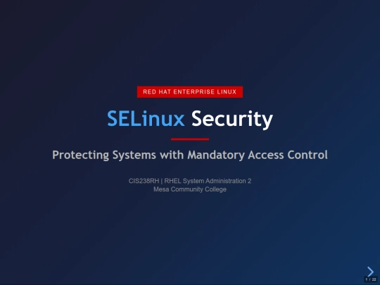 cis238rh/RHEL_SELinux_Security_RevealJS screenshot
