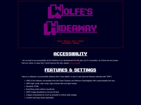 Accessability screenshot
