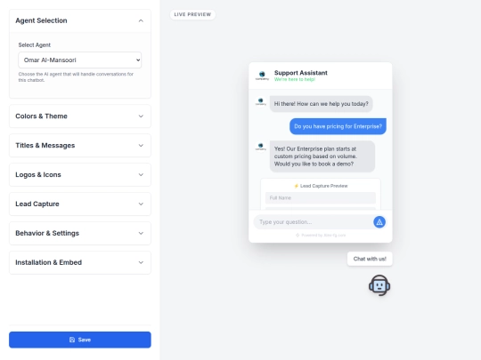 Alex/chatbot_builder screenshot