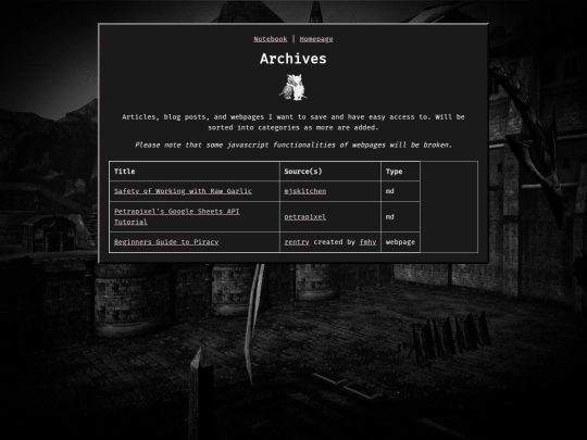 notebook/archives screenshot