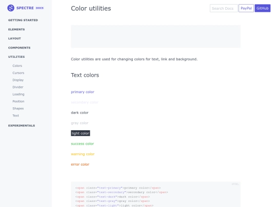 docs/utilities/colors screenshot