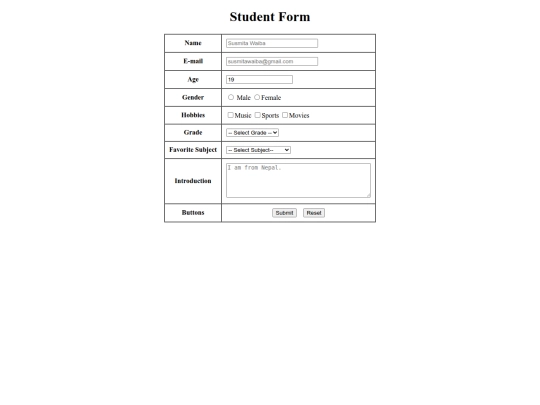 myform screenshot