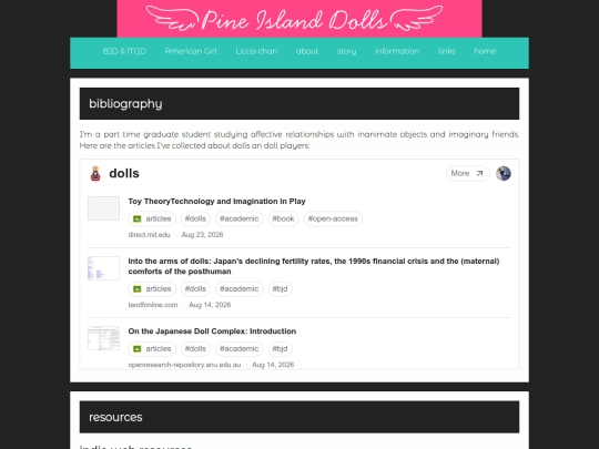 collections/dolls/info screenshot