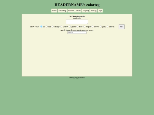 neotcg-main/neotcg/keepingcardsN-Z screenshot