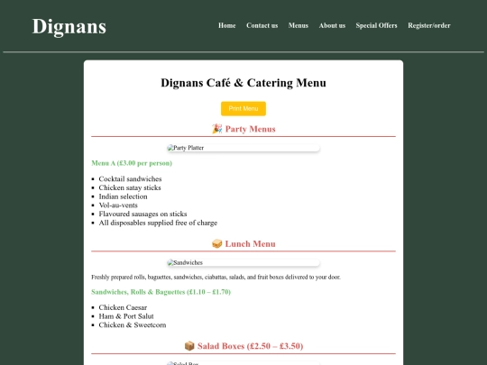 menu screenshot